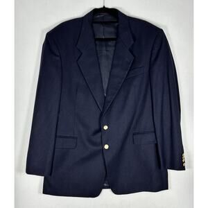 JD Christopher Men's 44R 100% Wool Tweed Blue Blazer Jacket Coat Gold Old money